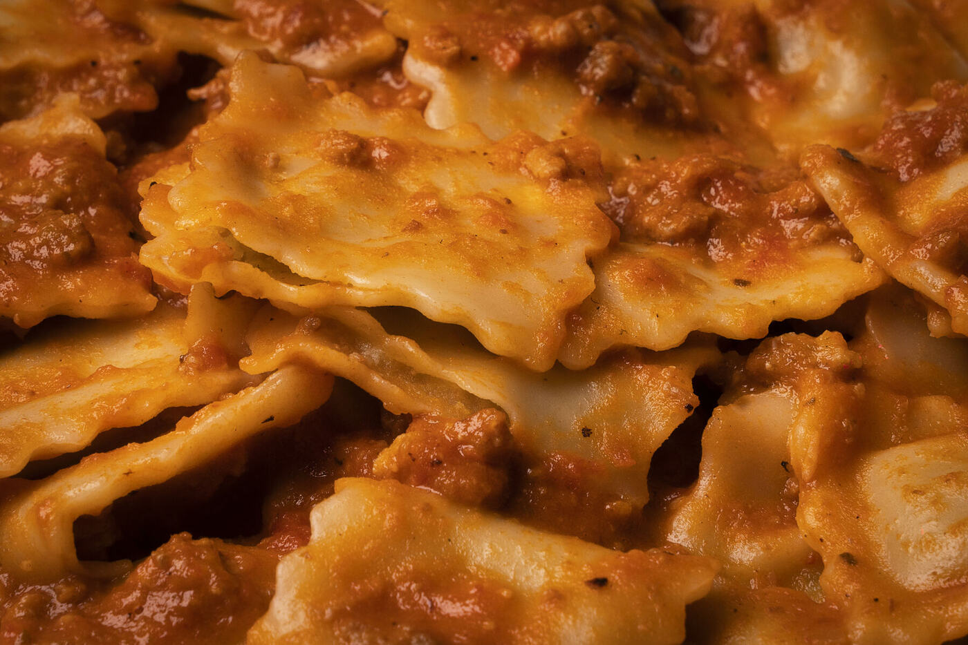 Ravioli del Marietto al ragù, primo piano